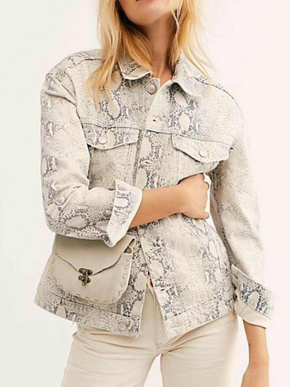 NWOT Free People Snake Trucker Jacket Sz S